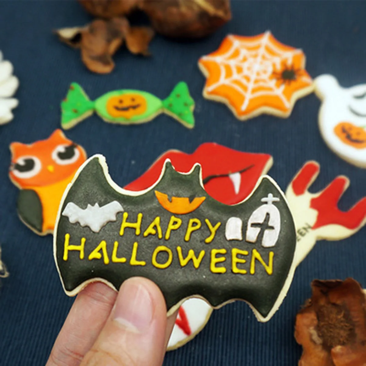 Cortador de galletas de acero inoxidable, herramienta para hornear, Fondant, murciélago de Halloween, calabaza, fantasma, decoración de pasteles, 10 unidades
