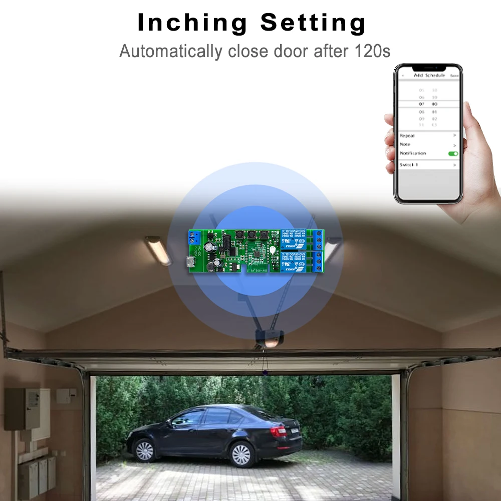 Imagem -06 - Receptor Inteligente do Módulo do Abridor da Porta da Garagem do Wifi Ewelink Inching Interlock Relé do Auto-fechamento 4ch 732v Temporizador 85250v Alexa