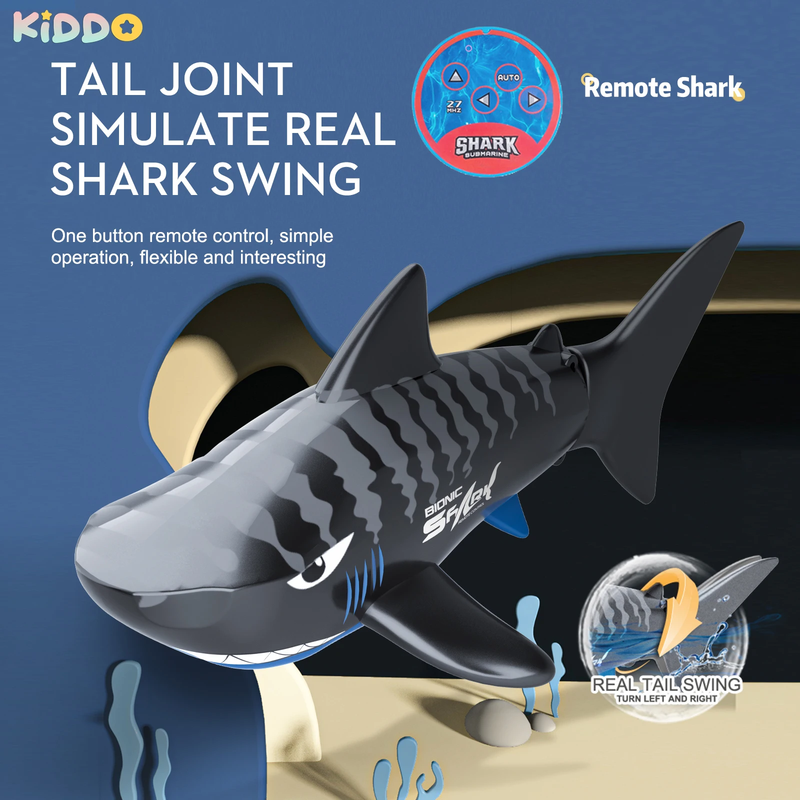 Rc Shark Electric Remote Control Animals Toy for Children Boys Kids Gifts Animals Fish Swimming Pools Bath Submarine Educational