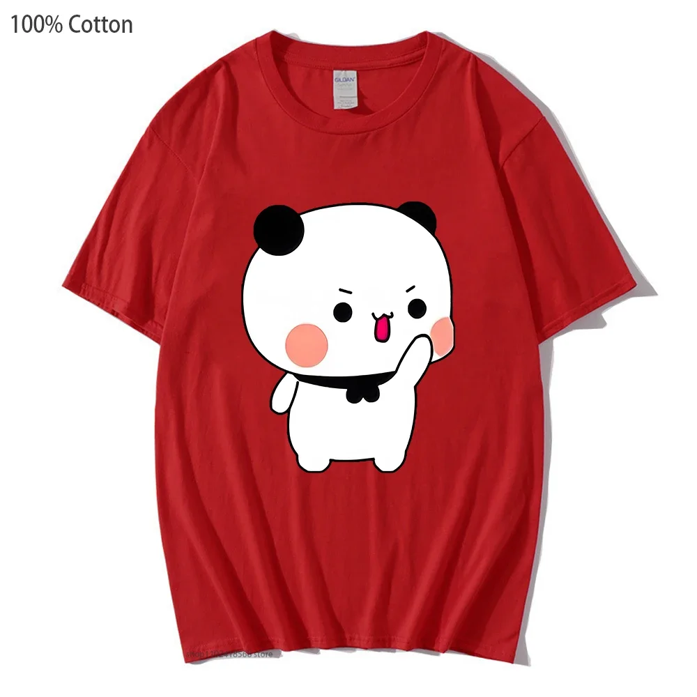 Couple T-Shirts Bubu with Dudu T-Shirts Cartoon Cute Panda and Brownie Bear Tshirt Men Women Tee 100%Cotton Shirt Kawaii Y2k Top image 4