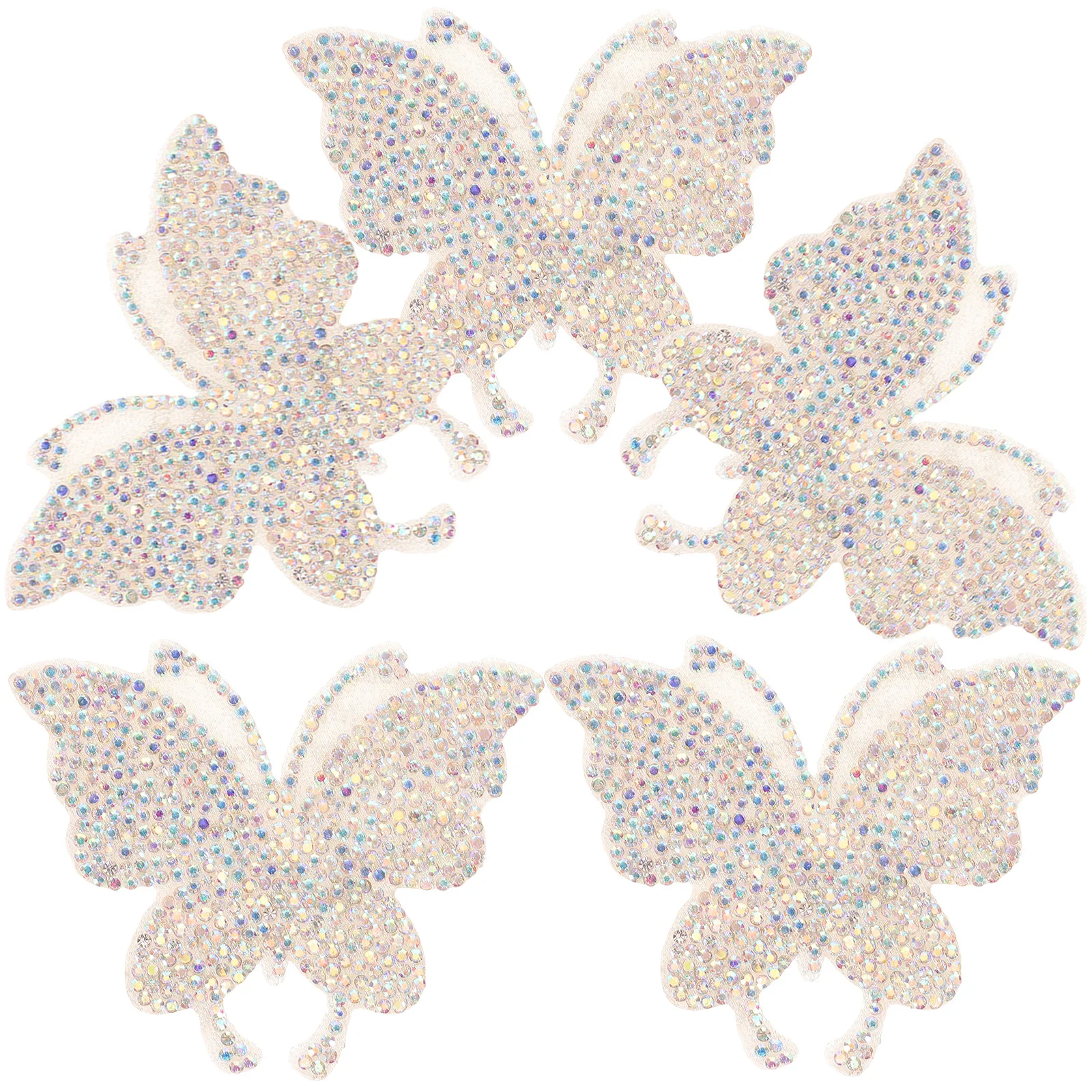 5 قطع من ملصقات الفراشة الكريستالية المصنوعة من حجر الراين اللامعة المزخرفة لملابس الأمتعة والكمبيوتر المحمول الزجاجية للسيارة #2