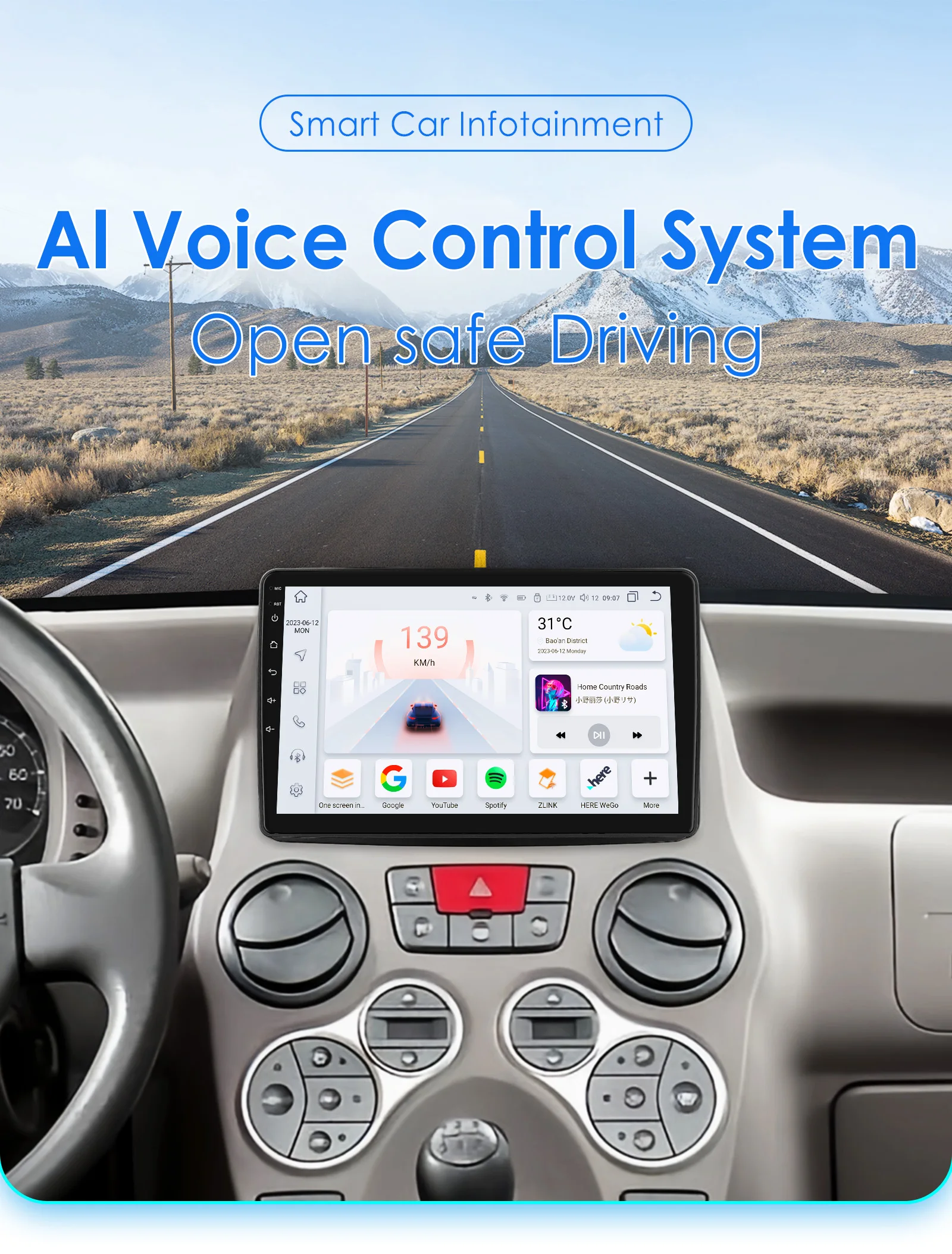 Image of Android Autoradio für Fiat Panda Hatchback 2003 - 2012, kabelloses Carplay, Auto-Multimedia-Player, GPS, 360-Kamera, 7862 DSP, Head-Unit-Bildschirm