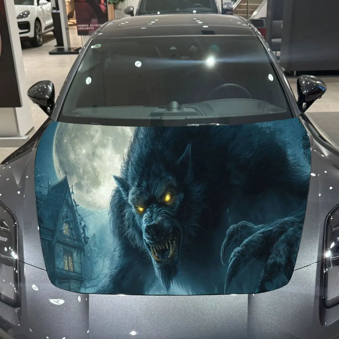 

Giant Werewolf Car Hood Vinyl Stickers Car Surface Protection Decal Car Decoration Cover Vinyl Wraps Waterproof Self-adhesive Au