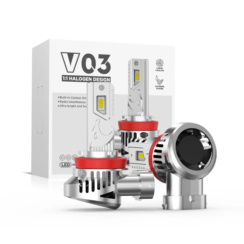 

V03 400W 400000LM Светодиодная фара H4 H7 H11 9005 Ультраяркая передняя лампа автомобиля с проникновением Автомобильные аксессуары для экстремального ночного вождения
