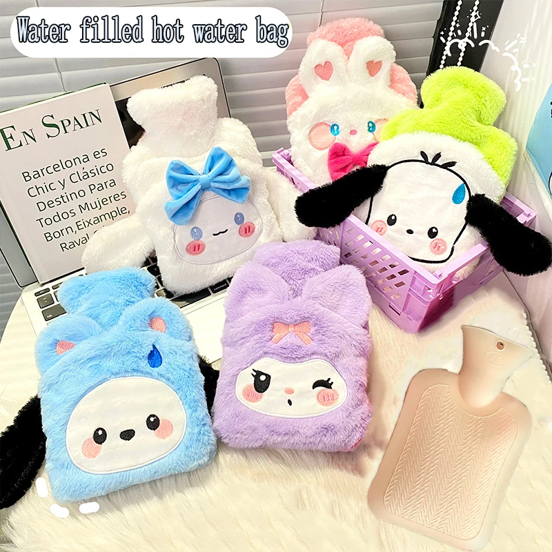 

Sanrio Winter Plush Hot Water Bag Anime Kuromi Cinnamoroll Pachacco Women's Home Water Filling Hand Warmer Gifts For Girlfriend