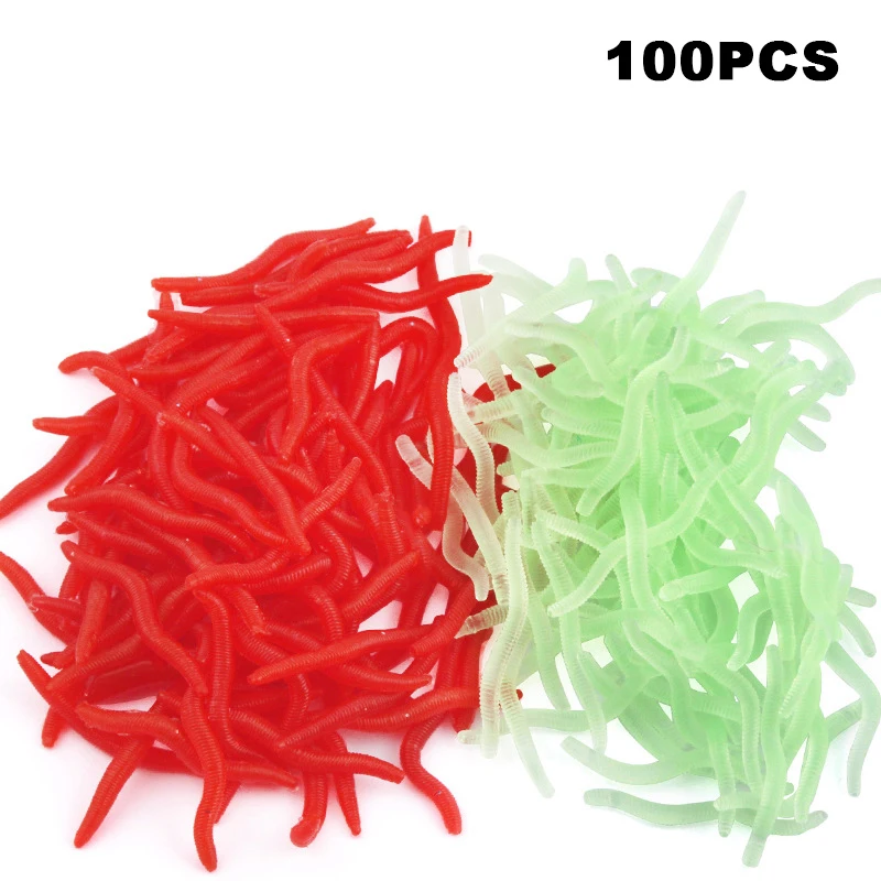 

100Pcs Bionic Red Earthworm Silicone Soft Silicone Bait Worms Carp Fishing Lure Set Artificial Fish Tackle Baits 2022