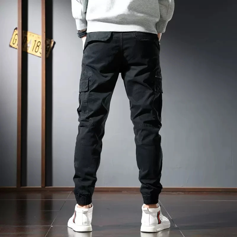 Street Fashion Men Jeans Black Green Loose Fit Big Pocket Casual Cargo Pants Hombre Zipper Designer Hip Hop Joggers Men Overalls