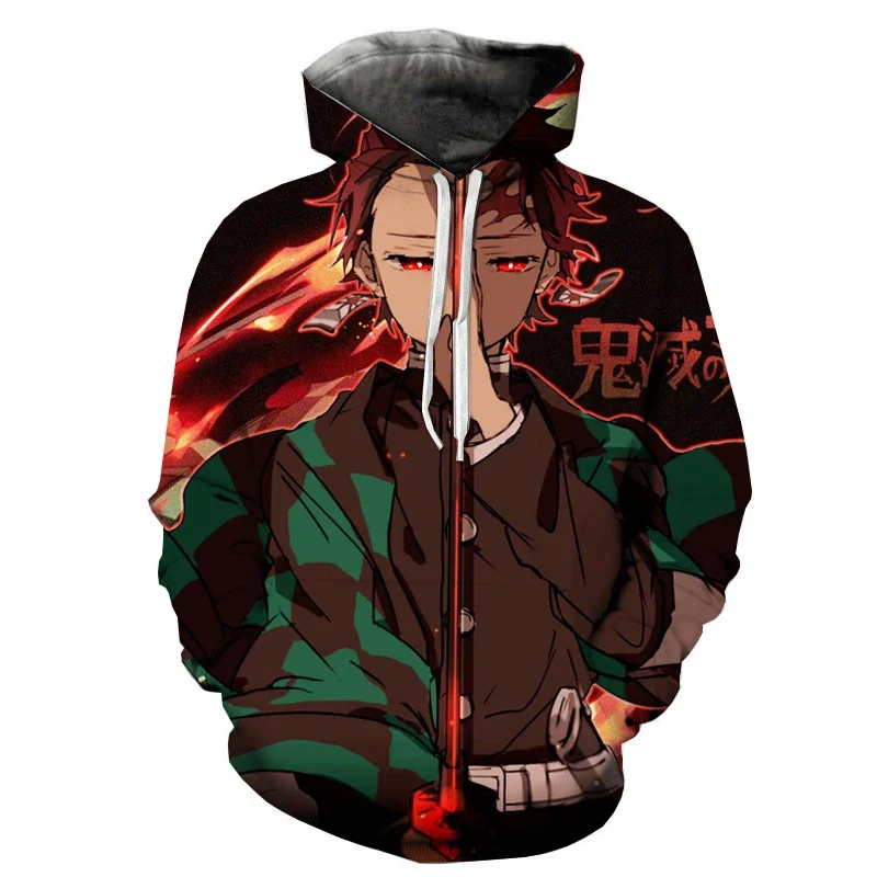 2024 Japan Anime kids Jacket Demon Slayer -Kimetsu No Yaiba Kamado Tanjirou Cosplay Men's Hoodie Fashion Harajuku Sweatshirt