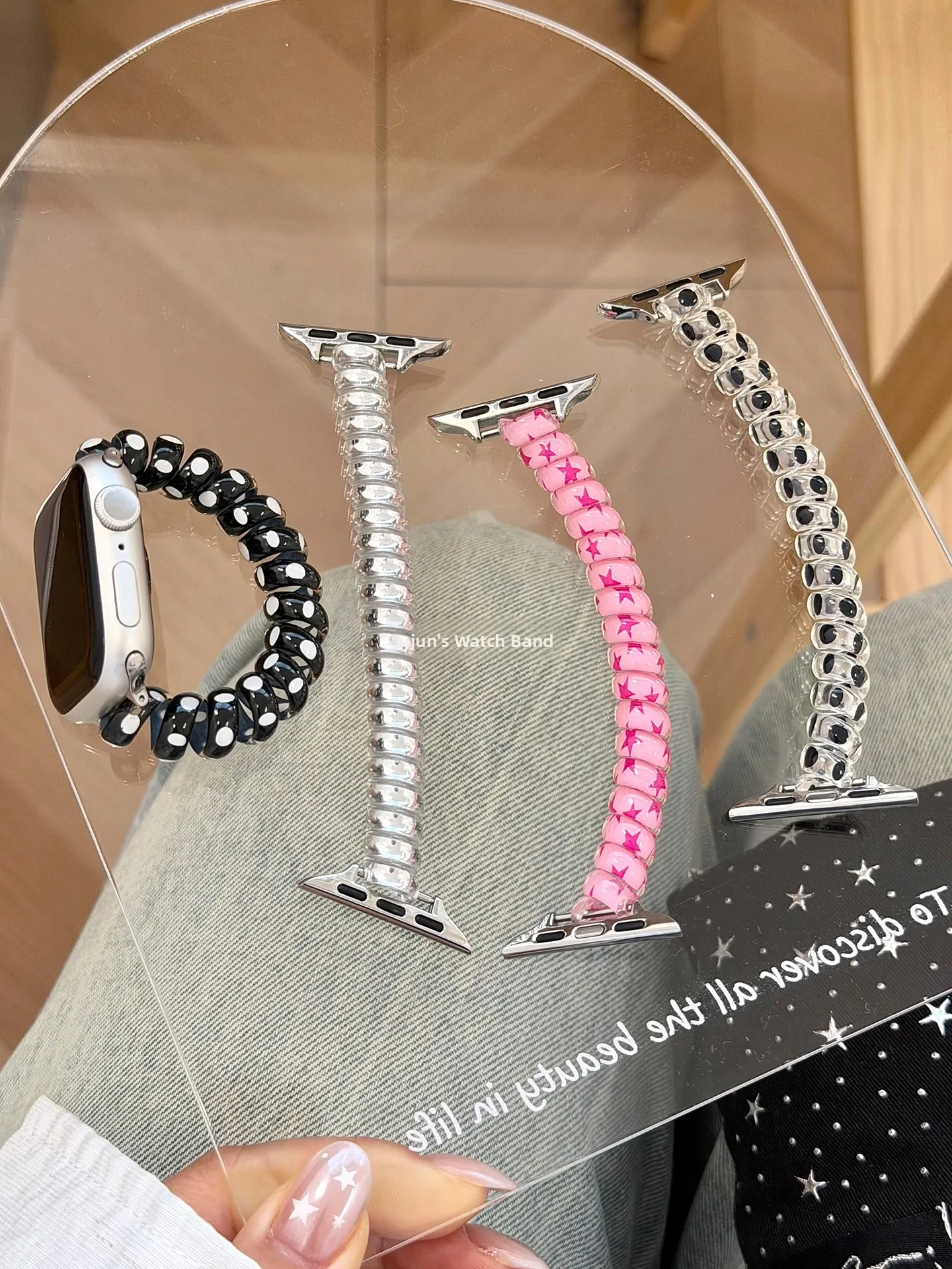 Elastic  Watch S12 iWatch Korean Polka Dot Phone Line Hair Tie Band Smart Watch Band Compatible with  Watch