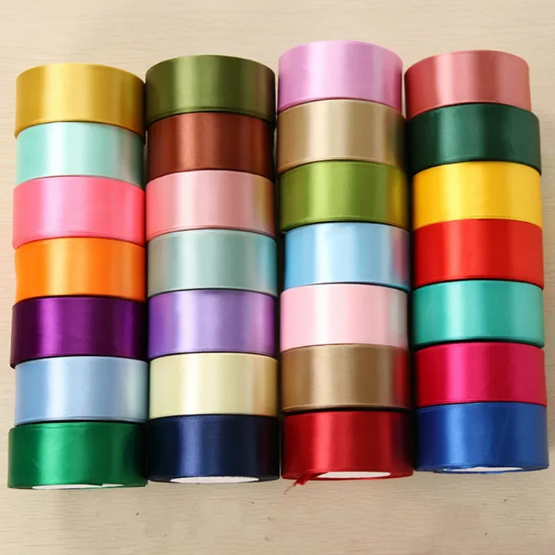 25Yards 6/10/15/20/25/40/50mm Silk Satin Ribbon Wedding Party Christmas Ribbon Flowers Gifts Decorated DIY Apparel Sewing Fabric