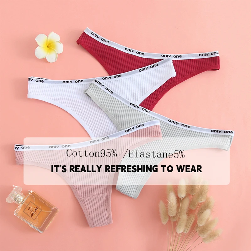 3PCS Plus Size Cotton Women's Thongs 1XL-4XL G-strings Soft Breathable Women's Panties Comfortable Seamless Women's Underwear