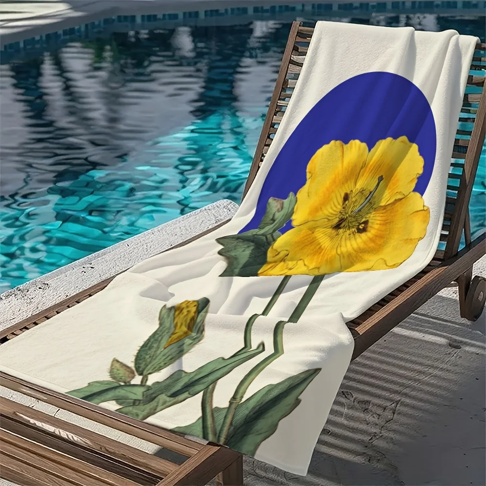 

Большое быстросохнущее пляжное полотенце из микрофибры, мягкое, впитывающее, легкое, для йоги, бассейна, путешествий, с желтым цветочным принтом, подарок