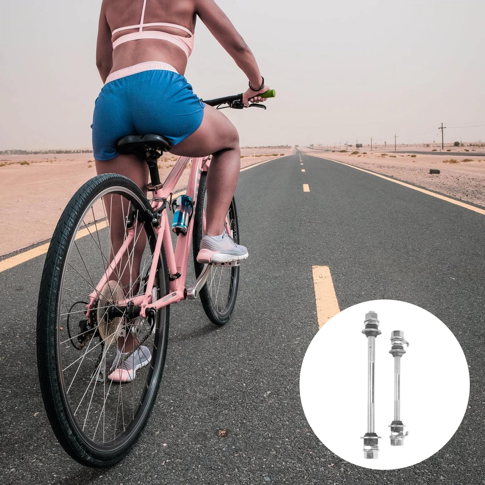 

2Pcs Solid Wheel Hub Axle Durable Metal Bike Solid Spindle Front Rear Repair Shaft for Road Mountain Wheel Hub Axle