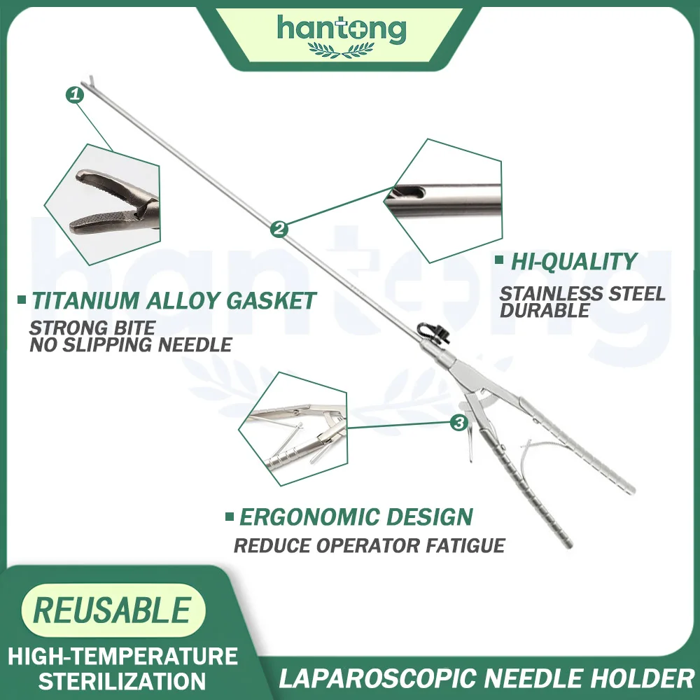Reusable 5mm Laparoscopic Needle Holder Jaw for Suture Surgery Curved / Straight/Auto resetting Surgical Instruments