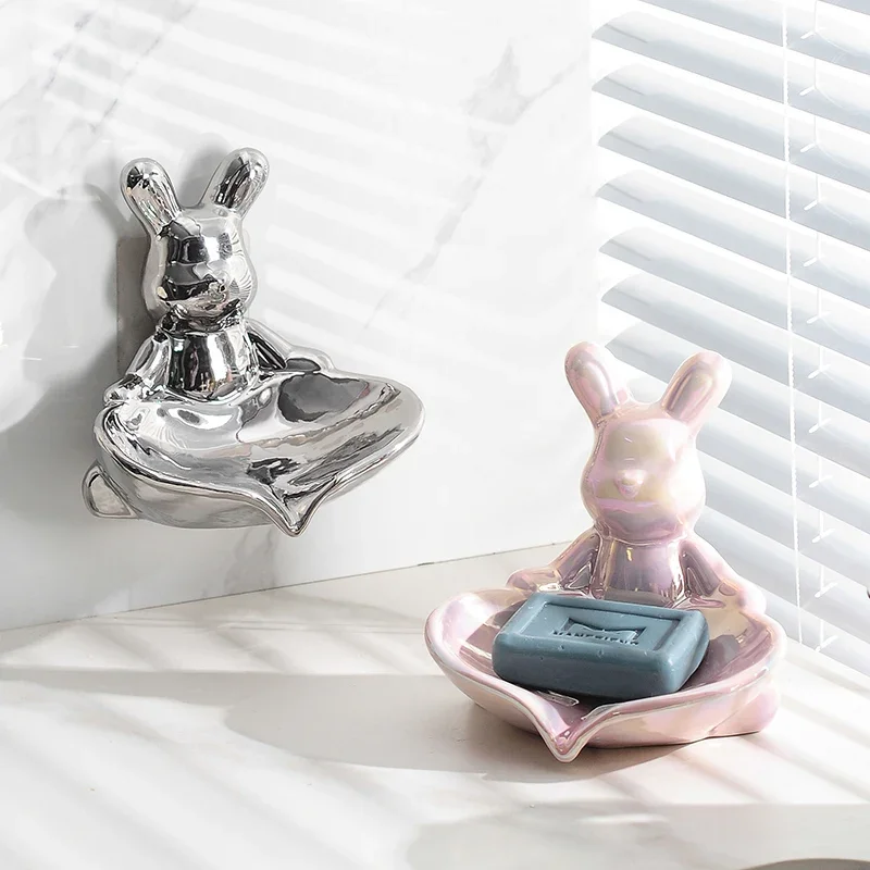 

Креативная настенная мыльница в стиле люкс с дизайном плюшевого мишки, для ванной комнаты, без перфорации, с дренажной подставкой, держатель для мыла