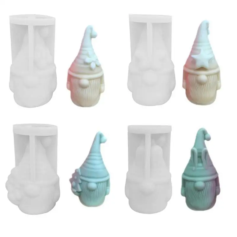 1pcs DIY 3D Gnomes Candle Resin Casting Mold Epoxy Resin Mold Handmade Fragrance Plaster Soap Wax Christmas Silicone Mould