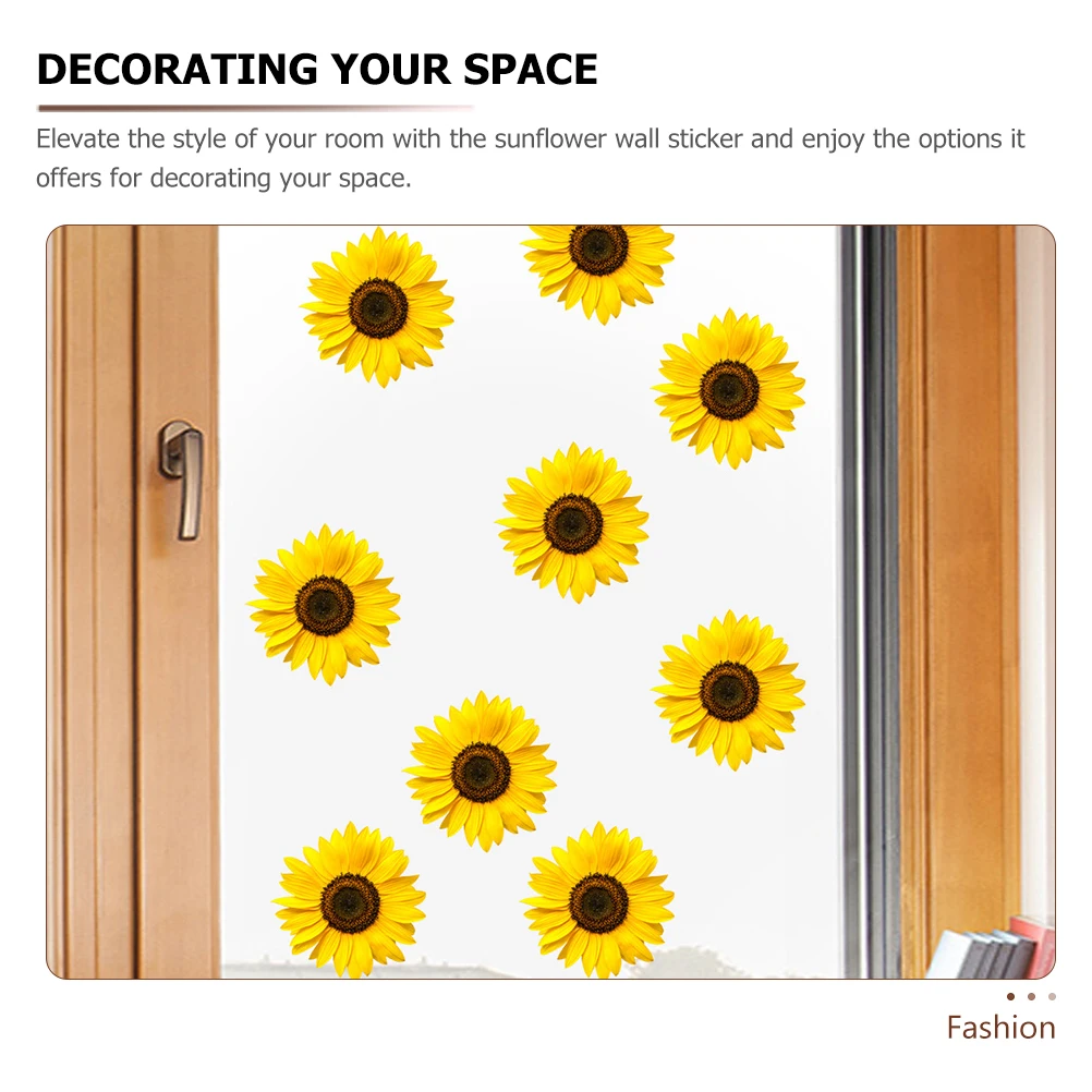 

1Set Floral Wall Art Sunflower Pattern Removable Wall Stickers for Home Decor Bedroom Living Room Background DIY Flower Design