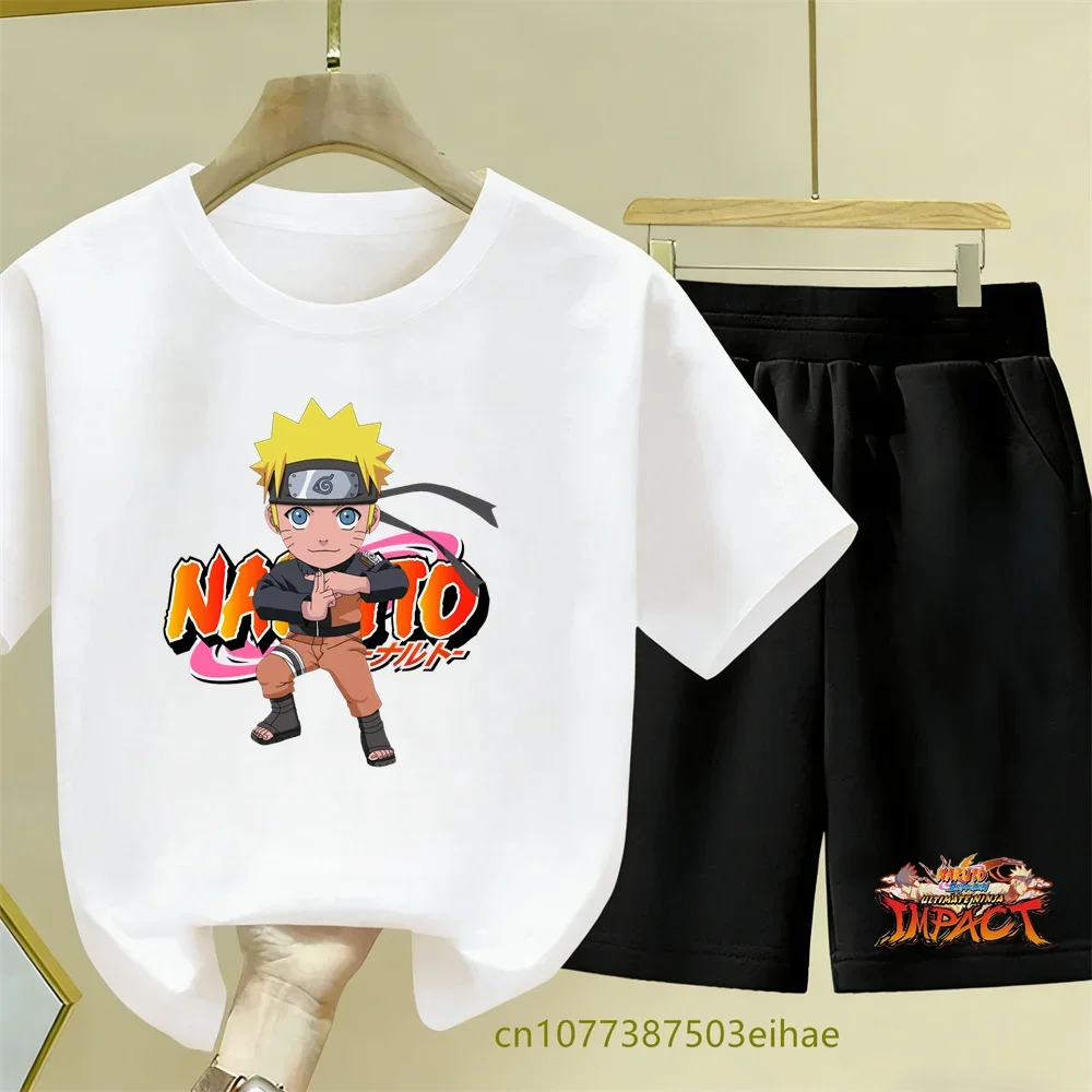 New Design Naruto Summer Set 2Pcs Graphic Print T-shirt Breathable Short Sleeve Tops Cute Shorts Fashion Birthday Presents