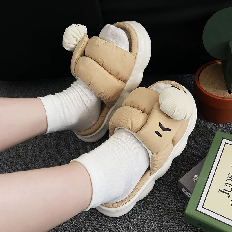 Casual Platform Slippers Women Home Cute Cartoon Cat Designer Shoes Girls Linen Fashion Popular Elegant House Slippers Open Toe