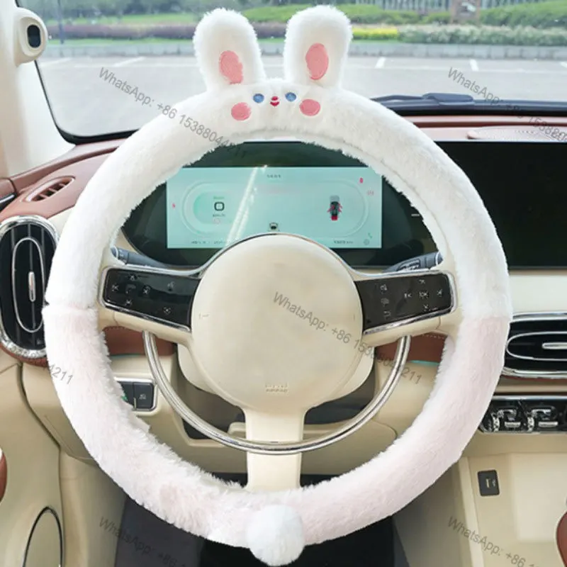 Fashion Newly Circle Shape Super Cute Plush Cartoon-Embroidered 38cm Car Steering Wheel Cover Anti-Slip Warm For Winter