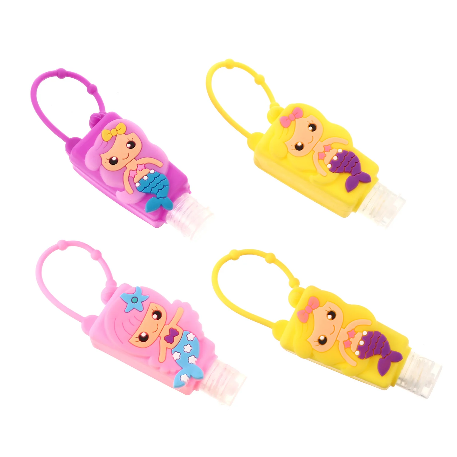 4 ensembles de bouteilles à main en Silicone, motif de dessin animé, récipient Portable anti-fuite rechargeable pour bouteille de crème Durable