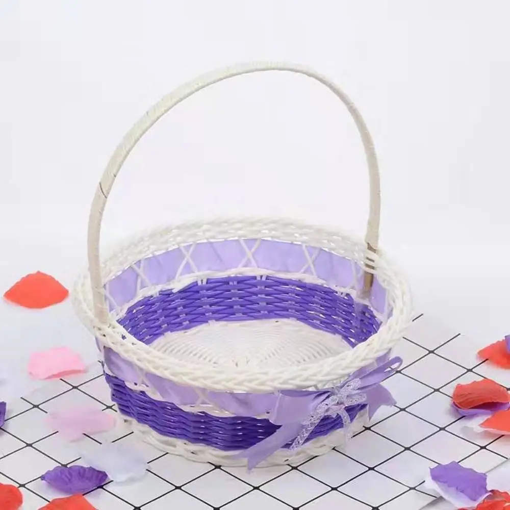New Plastic Rattan Storage Basket Handmade Large Capacity Fruit Storage Bin Multifunction Durable Rattan Fruit Basket