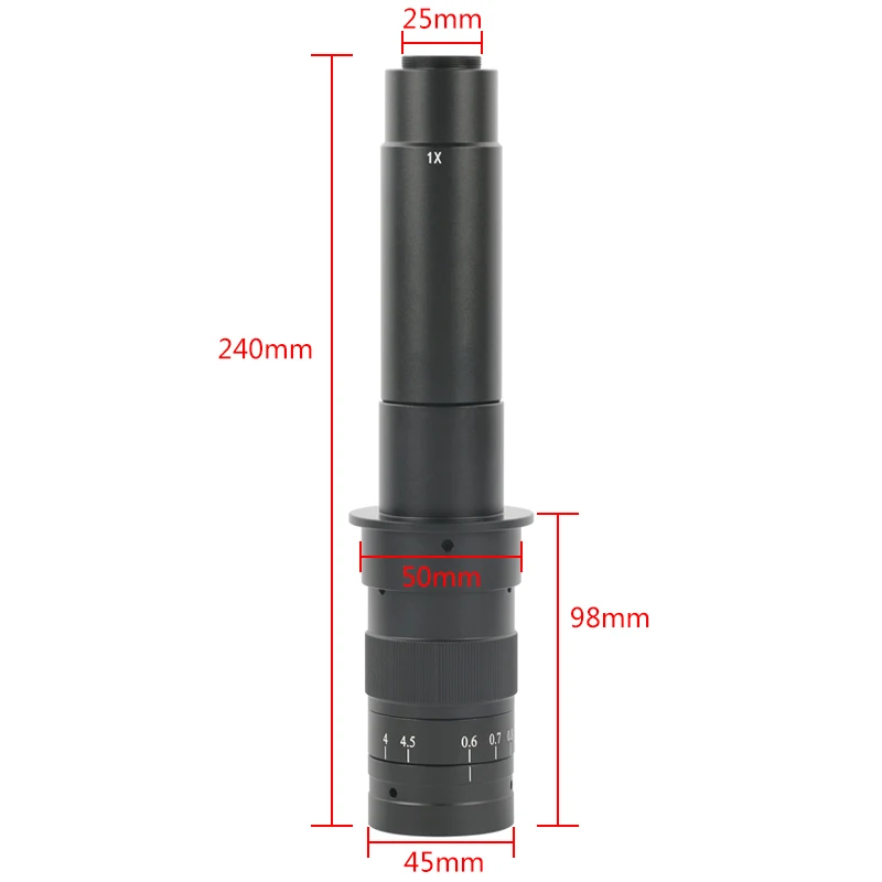 Lente de montaje ajustable 180X, 120X, 300X, 200X, 130X, Zoom C, ~ 4,5x 0,7x, aumento de 25mm para HDMI, USB, cámara de microscopio de Video