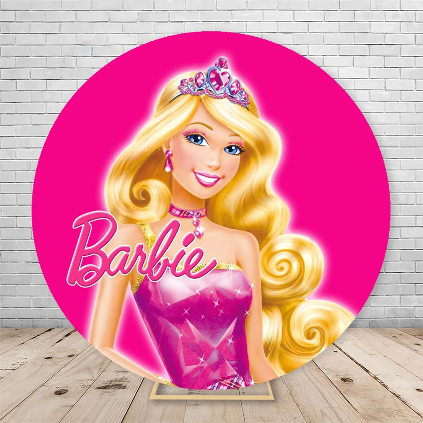 Prinses Barbie Elastische Cirkel Ronde Cover Achtergrond Baby Meisje Verjaardagsfeestje Decoratie Fotografie Achtergrond Fotostudio