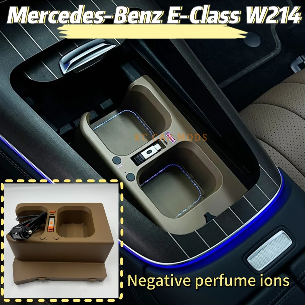 

For Mercedes E-Class 214 Car Fragrance Expansion Dock 45W Fast Charge USB Hub Cup Holder Ambient Light Car Electronics