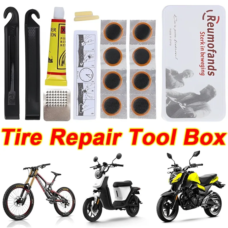 Bicycle Tire Repair Kits Mountain Bike Repair Tool Cycling Flat Tire Repair Rubber Patch Glue Lever Set Tire Fix Kit Accessories