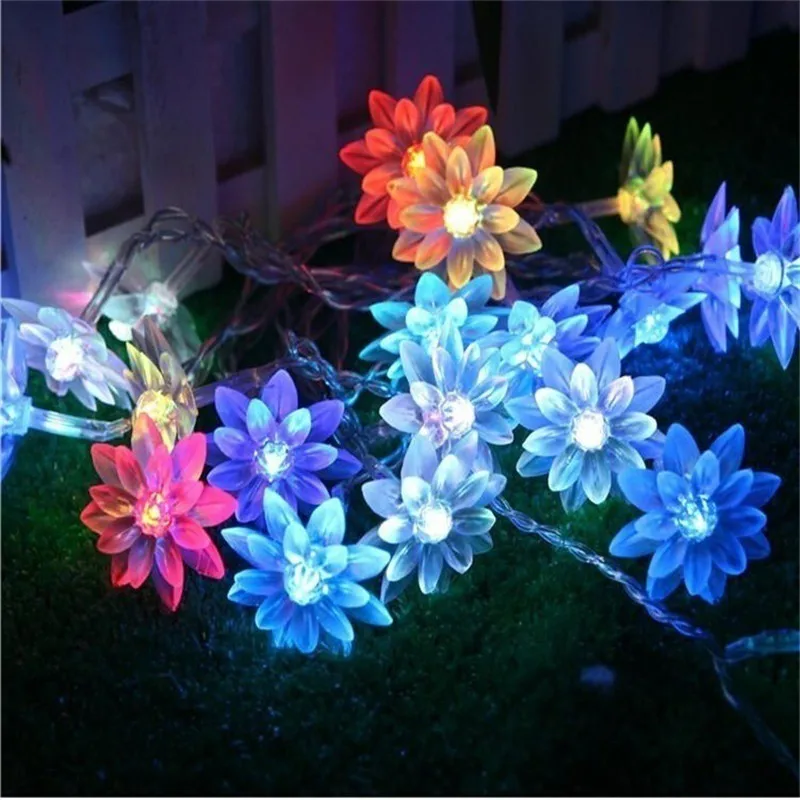 20/40/50leds Lotus Flowers String Light Christmas lights Indoor Home Party Decor