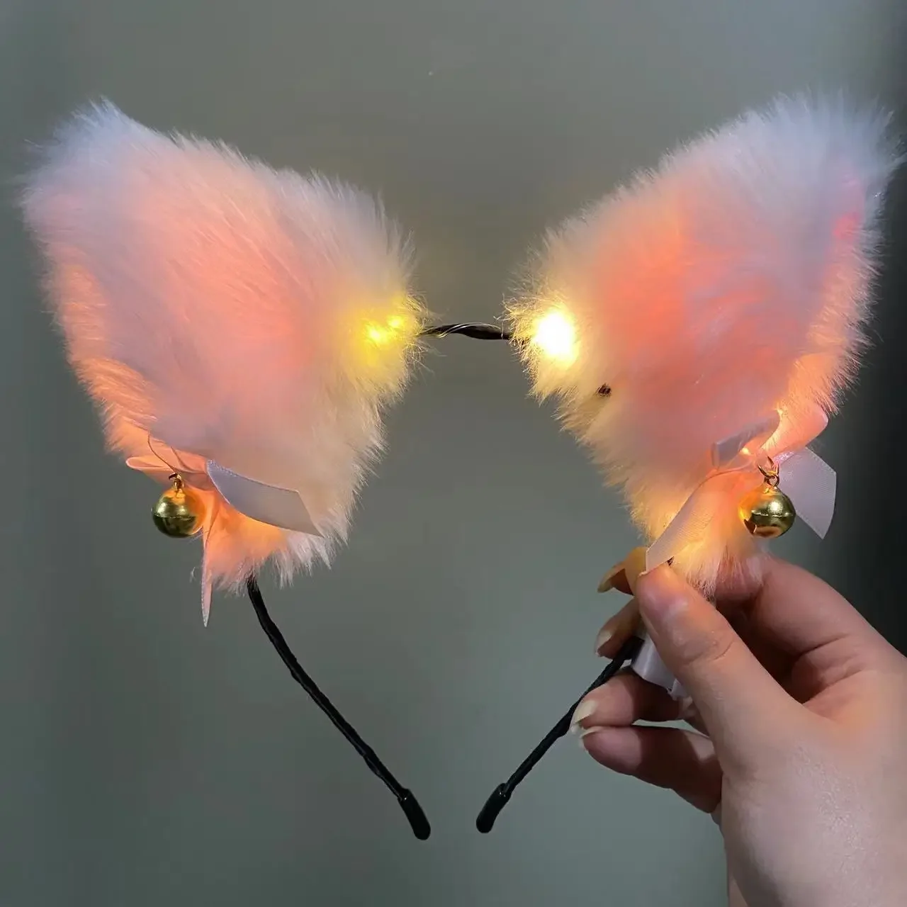 Soft Plush Lady Light-Up Cat Ears Headband Glowing Led Hair Band For Wedding Birthday Halloween Holiday Party Headwear Gifts