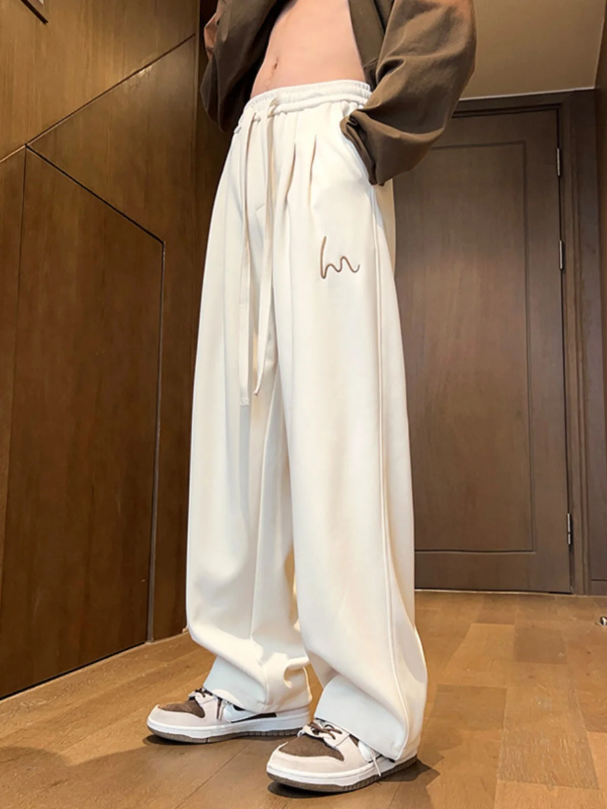 

Мужские брюки в стиле американского хип-хопа с вышивкой, свободные, прямые, широкие, струящиеся, повседневные, весна-осень