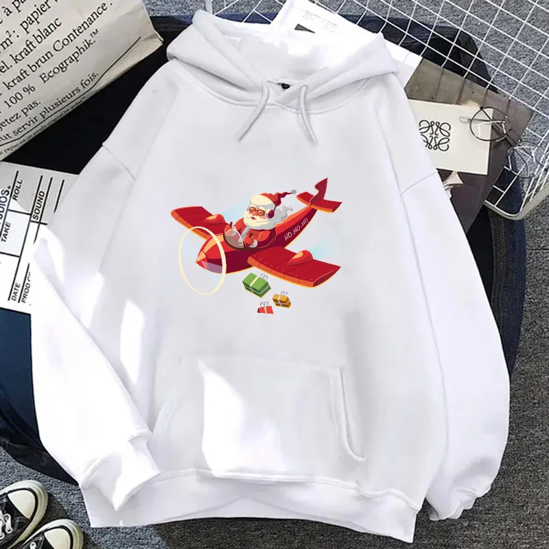 New Fashionable Santa Claus Airplane Printing Fun Hoodie Sportswear Unisex Hoodie Street Wear Couple Hoodie