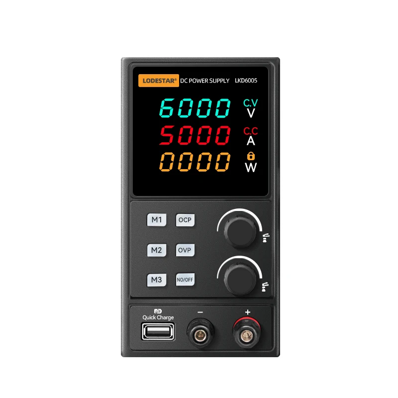 Fonte de Alimentação DC LODESTAR com Suporte para Carregamento USB e Armazenamento de Dados, Display LED de Quatro Dígitos, Fonte de Alimentação DC LKD6005 60V5A