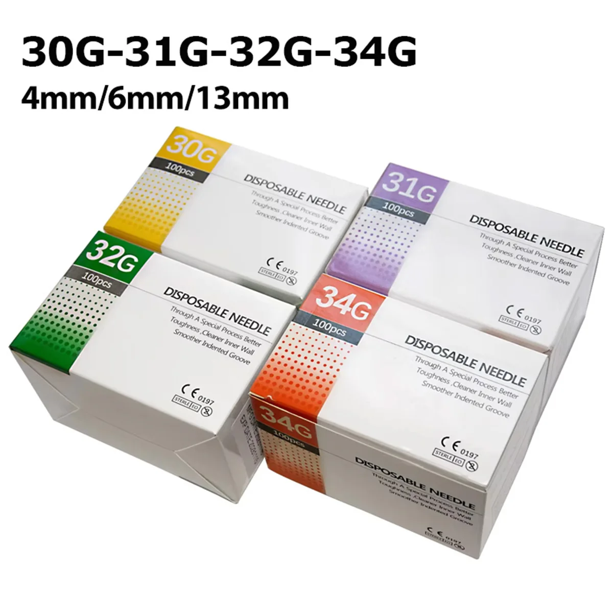 100 pièces 30G 31G 32G 34G 4MM/6MM/13MM Poulet illac Petit Tatouage Indolore illac Injection illac générateurs Outil miles Seringue