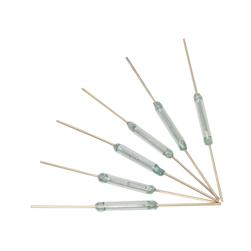 【10-5PCS】 MKA10110 Reed Switch 42X10MM Magnetic Control Switch Green Glass Reed Switches Glass Normally Open NO Contact
