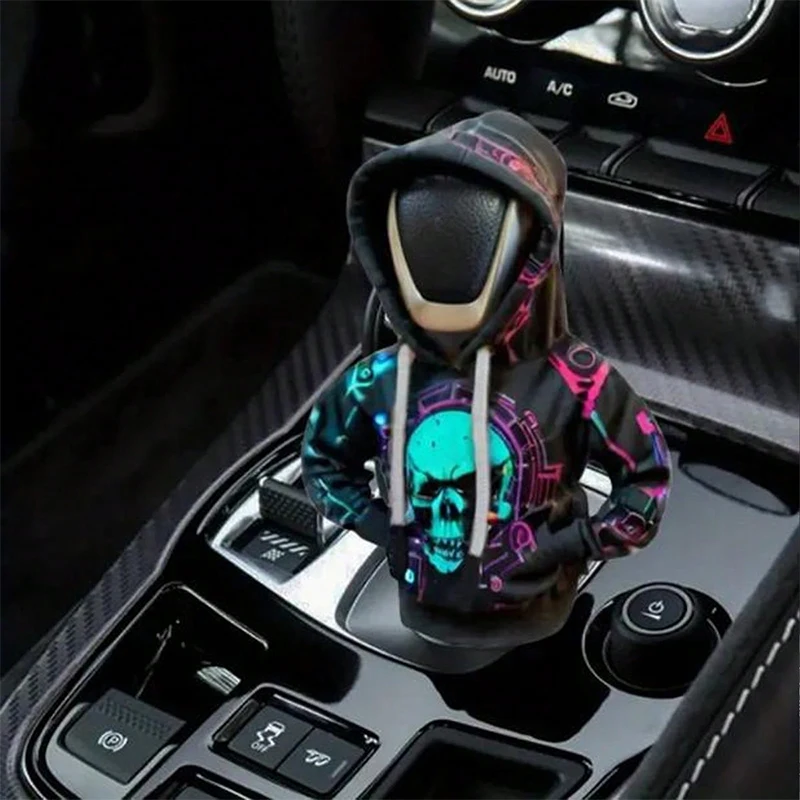 1PC Creative Hooded Shift Lever Cover - Sweat-Proof Soft Lining Easy Install Durable Multi-Color/Patterns Fits Most Cars
