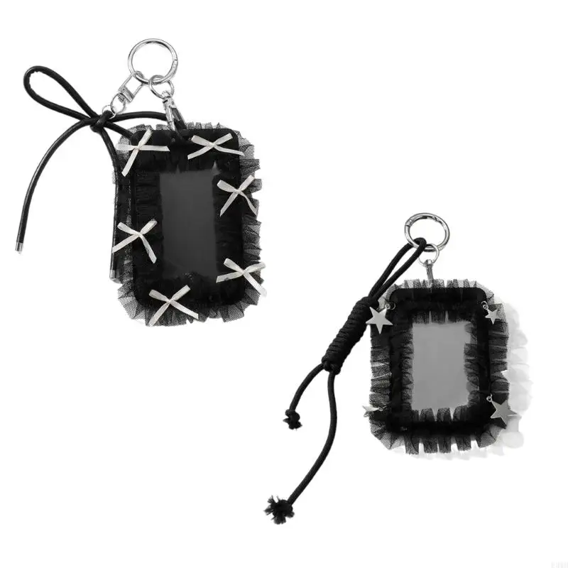 

Lace Photocard Holder,Gothic Credit Card Sleeve Pendant Keychain Badge Holder F3MD