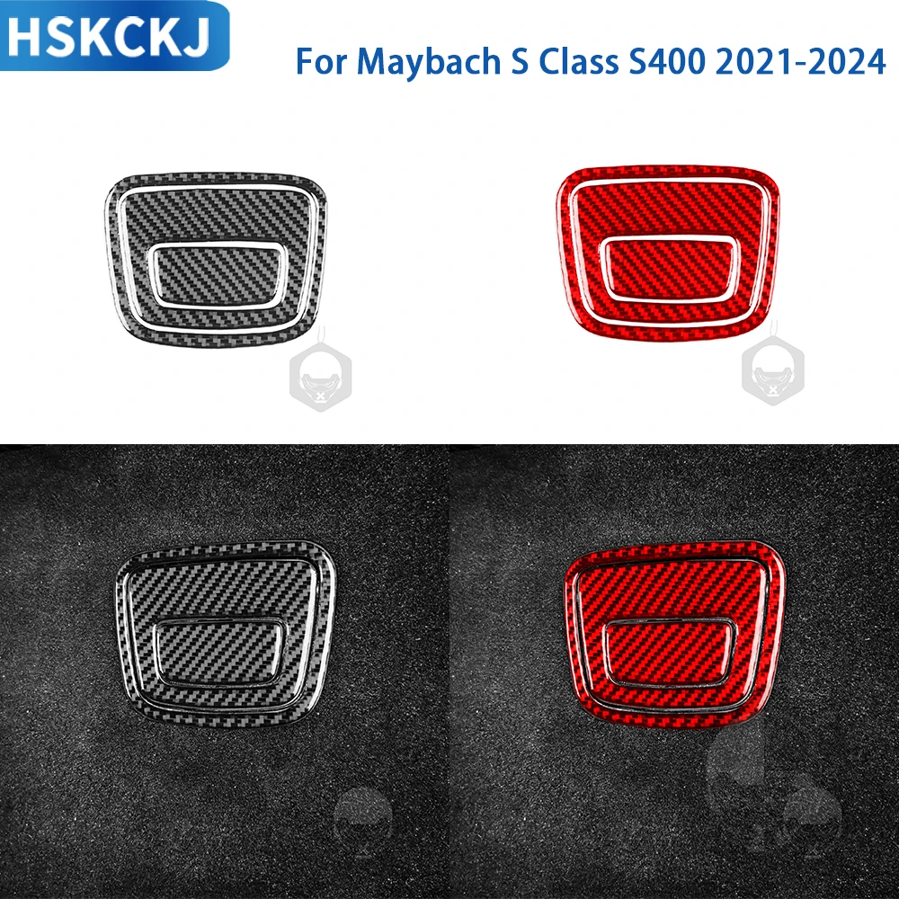 For Maybach S Class S400 2021-2024 Accessories Real Soft Carbon Fiber Rear Interior Trunk Hook Panel Cover Trim Sticker