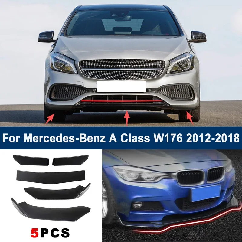 

Adjustable 5Pcs Sectional Front Spoiler Lip For Mercedes-Benz A Class W176 2012-2018 Front Bumper Splitter Sport Body Kit