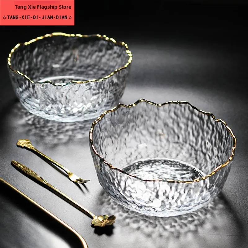 

Креативная стеклянная чаша с золотым ободком в японском стиле для овощей, салатов, фруктов и десертов, тарелка для фруктовых шашлычков онлайн
