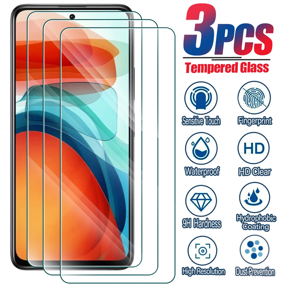 3Pcs Tempered Glass Film for Redmi Note 10 9 8 7 Pro 4G 5G 8T 9s 9T 10T 10s 4X 10 Pro max Screen Protective Glass