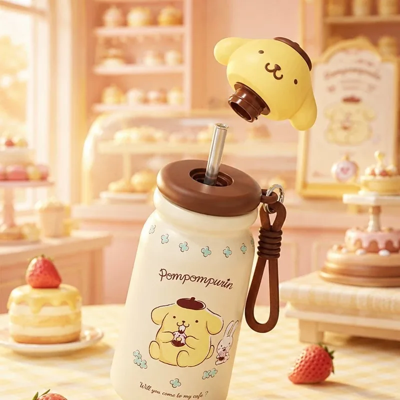 X&W Sanrio Pompompurin 316L Stainless Steel Lnsulated Cup With Straw & Lid  Portable Large Portable Summer Lce Tumbler For Kids