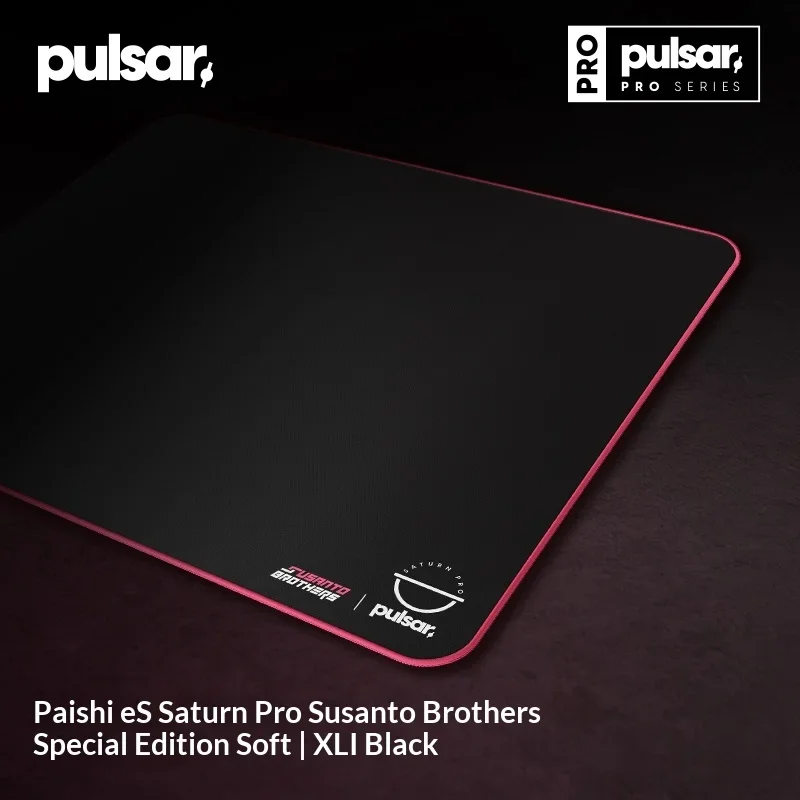 Pulsar eS Saturn Pro Gaming Mouse Pad Susanto Brothers Edition XL Soft 490x420mm Black Low Profile Stitched Edge