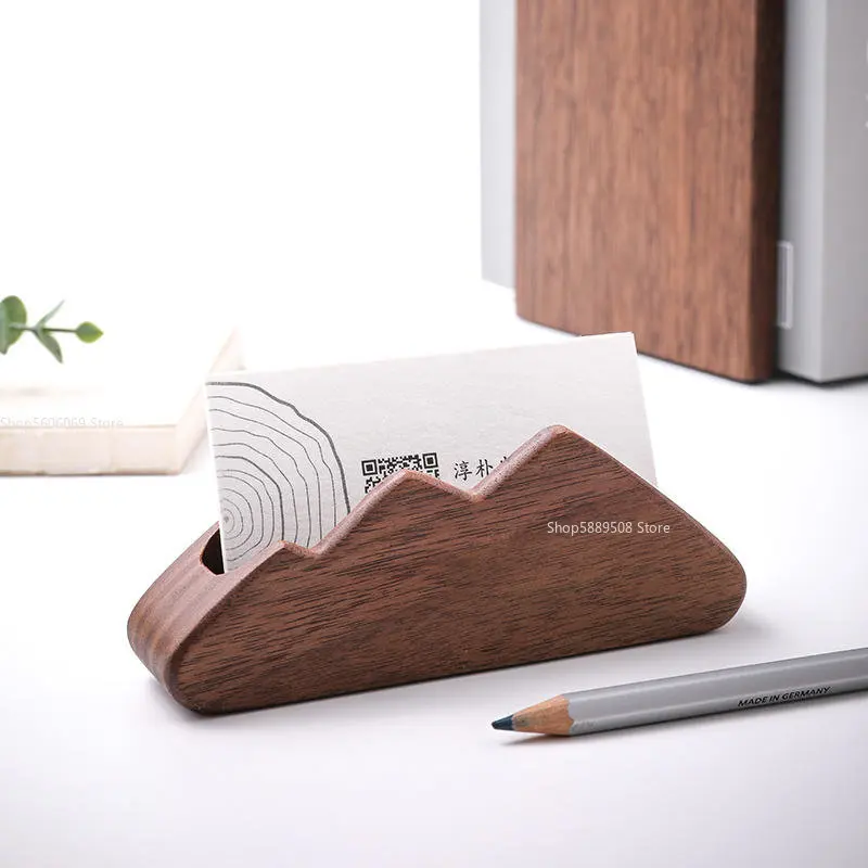 

Black Walnut Business Card Box Creative Business Japanese Minimalist Style Home Study Ornaments Office Desktop Storage Box