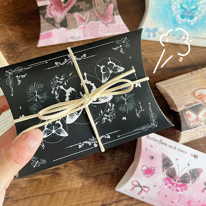 5 unids/set lindo embalaje de dulces caja de almohada mariposa caja de papel plegable caja de regalo de animales de dibujos animados