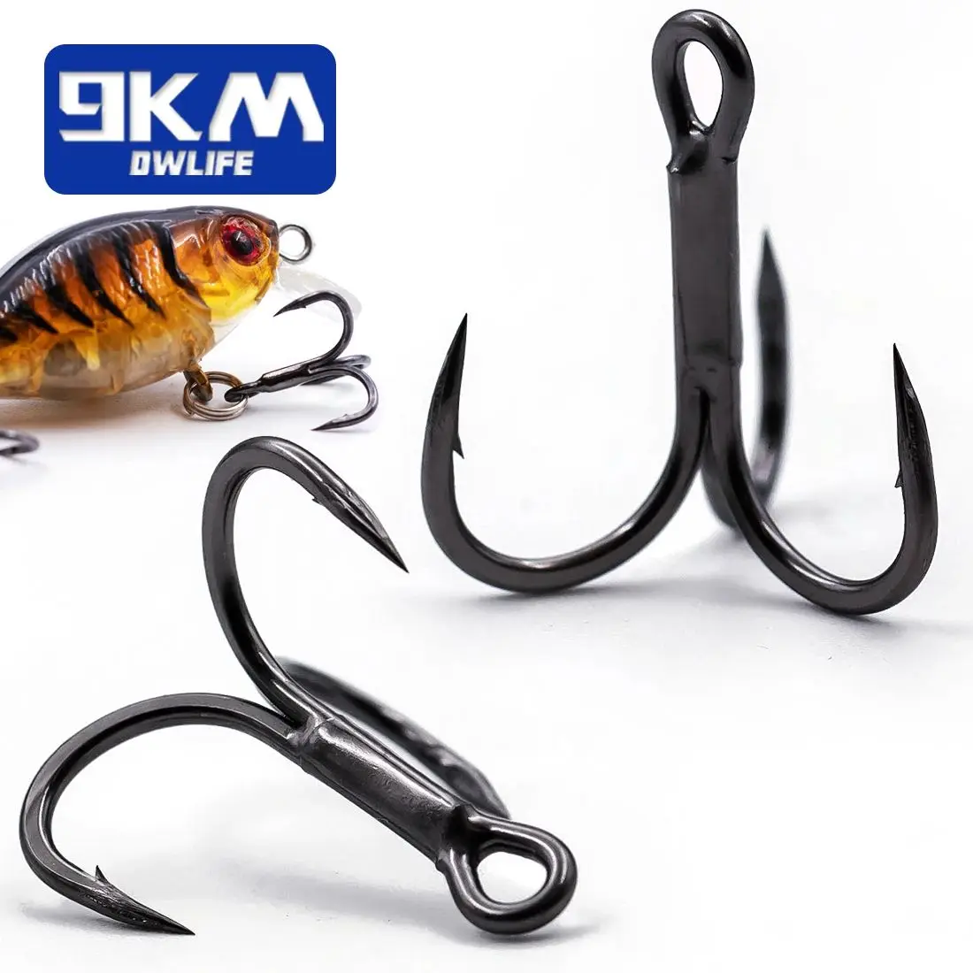 9KM 4X Fishing Treble Hooks 10~30Pcs High Carbon Steel Brabed Sharp Replacement Fishing Hooks Hard Lures Trout Bluefish Salmon