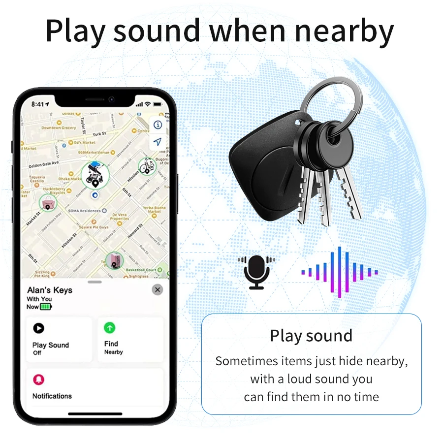 IOS Android Smart Tag GPS Tracker Bluetooth Global Locator Key Finder Tracking Device for iPhone Google Find My Vehicles Pets