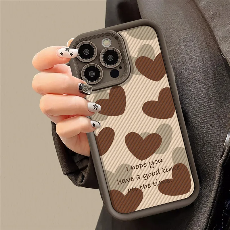 Lovebay Love Heart English Letter Phone Case For iPhone 15 14 13 12 11 Pro Max XR XS 7 8 Plus Shockproof Soft Back Bumper Covers